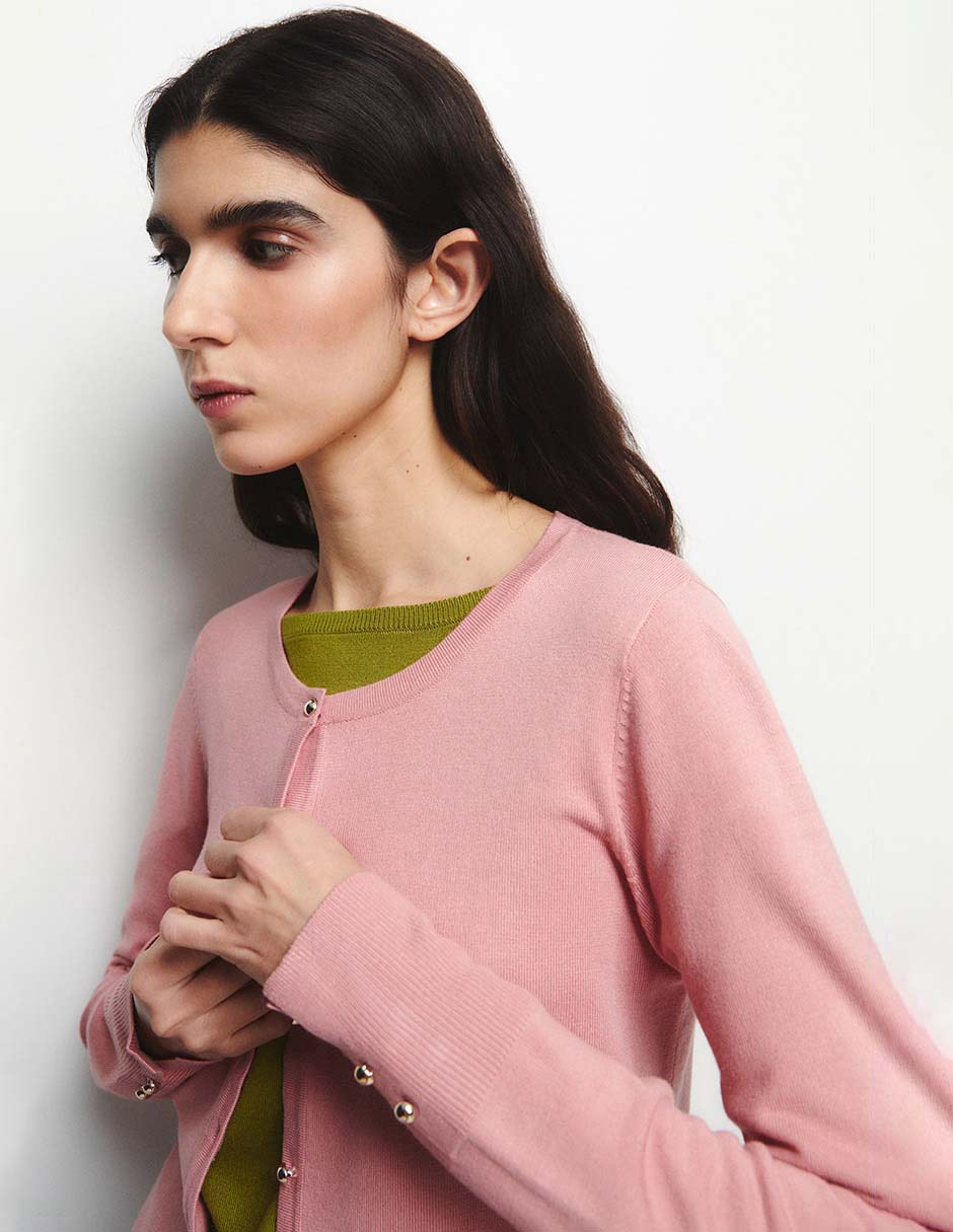 CHAQUETA PUNTO BOTON DORADO